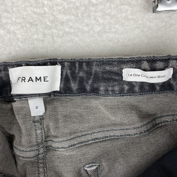 Frame Jeans Womens Size 2 (29x25.5) Gray Le One Crop Mini Boot Stretch Denim - Picture 9 of 15
